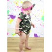 Camouflage Baby Jumpsuit & Hot Pink Headband Camouflage Satin Bow TH548